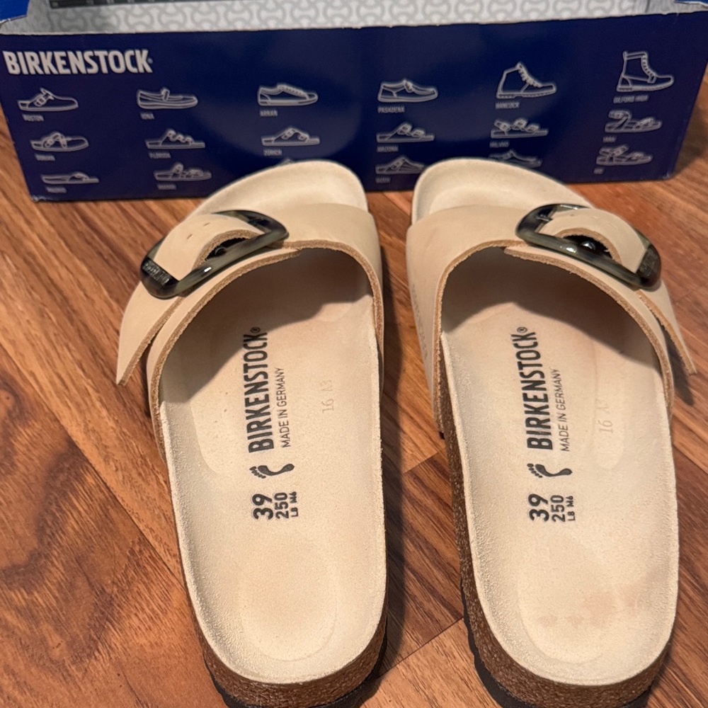 Birkenstock Tan Slide Sandals with Buckle